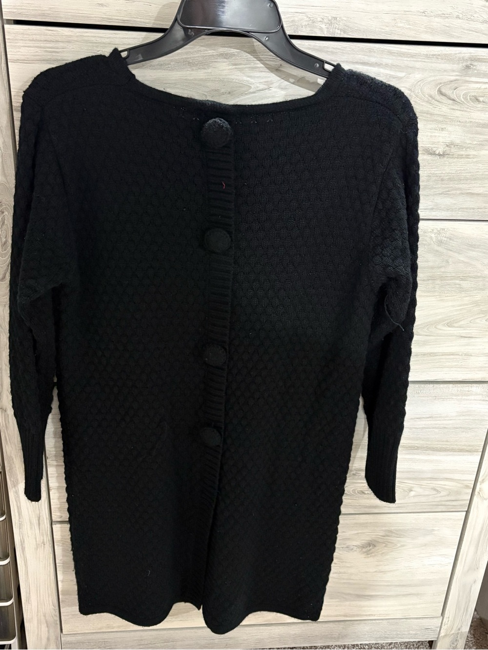 Black Knit Button-Back Tunic Top